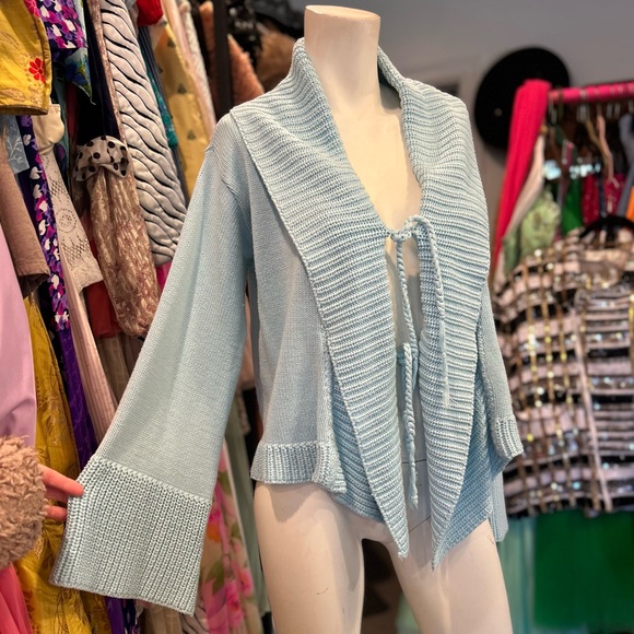 Sky Blue Cardigan Sweater - Picture 3 of 12